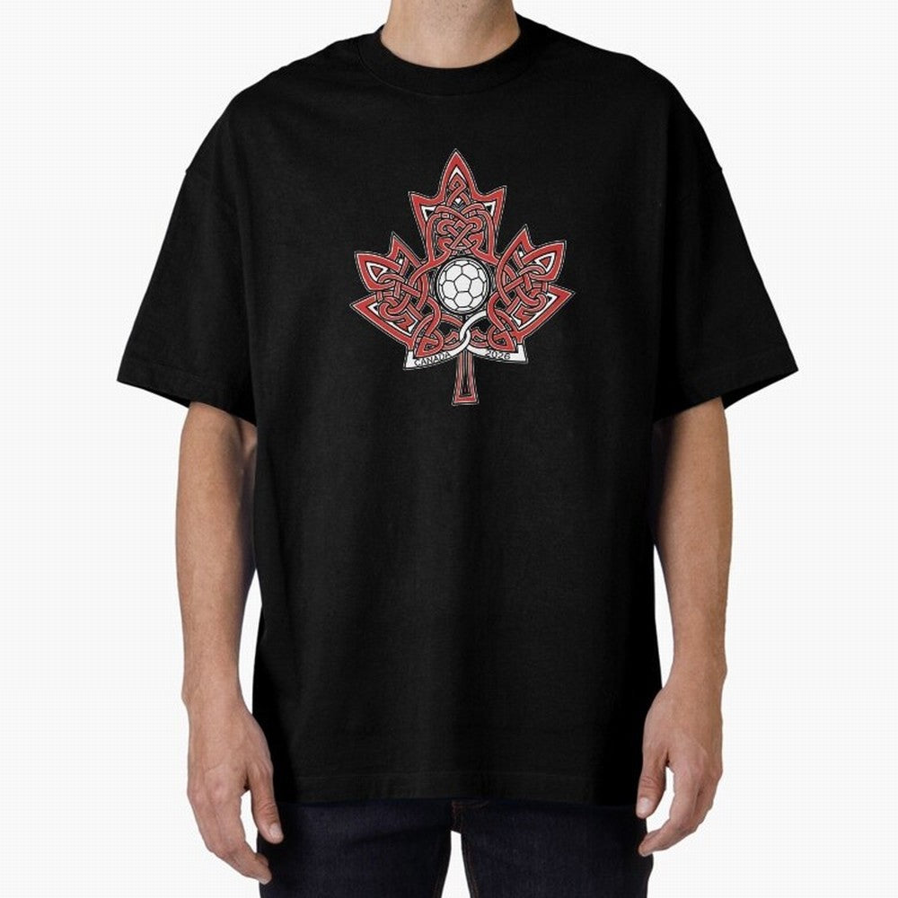 Interwoven Maple Leaf Canada Soccer 2026 T-Shirt_83135197 Oversized T-Shirt Honor the Beautiful Game during FIFA World Cup 2026 USA Canada Mexico Spirit, Driven by France and Portugal, CR7, Vintage Soccer Flavor, Modern Football Stars, National