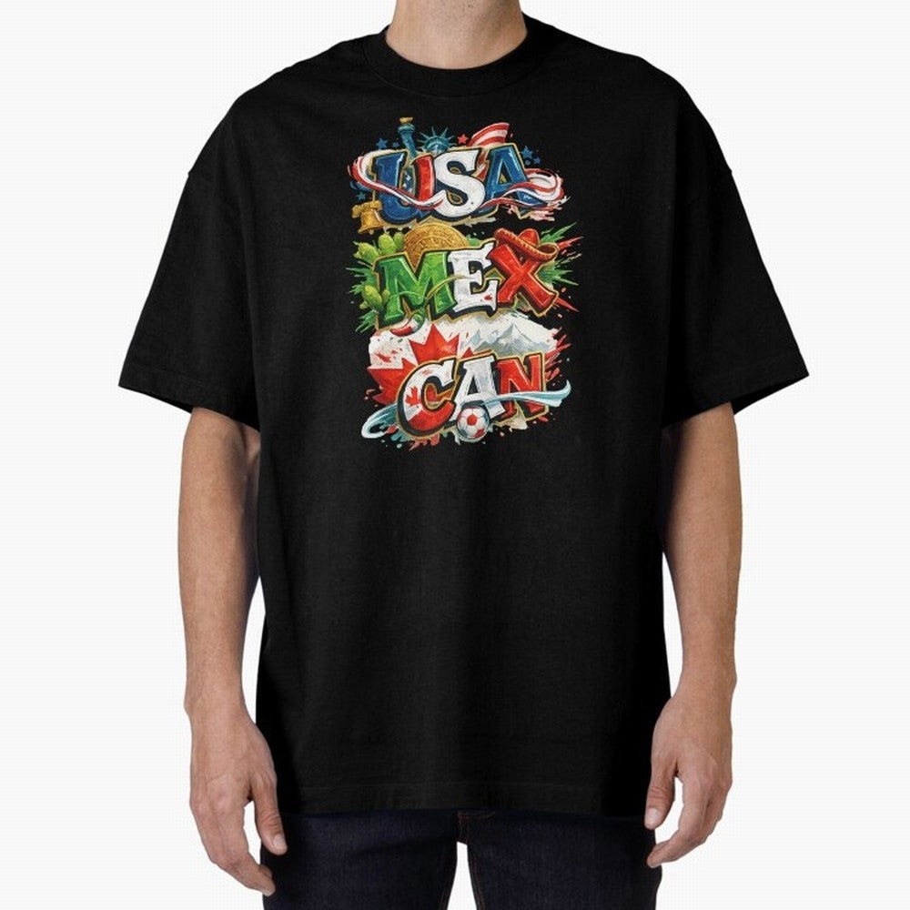 World Cup 2026 USA Canada Mexico Oversized T-Shirt Celebrate Football Dreams Across FIFA World Cup 2026 USA Canada Mexico for Fans of Mbappe and Neymar and Argentina and Brazil, Bringing Football Passion, Legendary Performances, Festival Vibes and