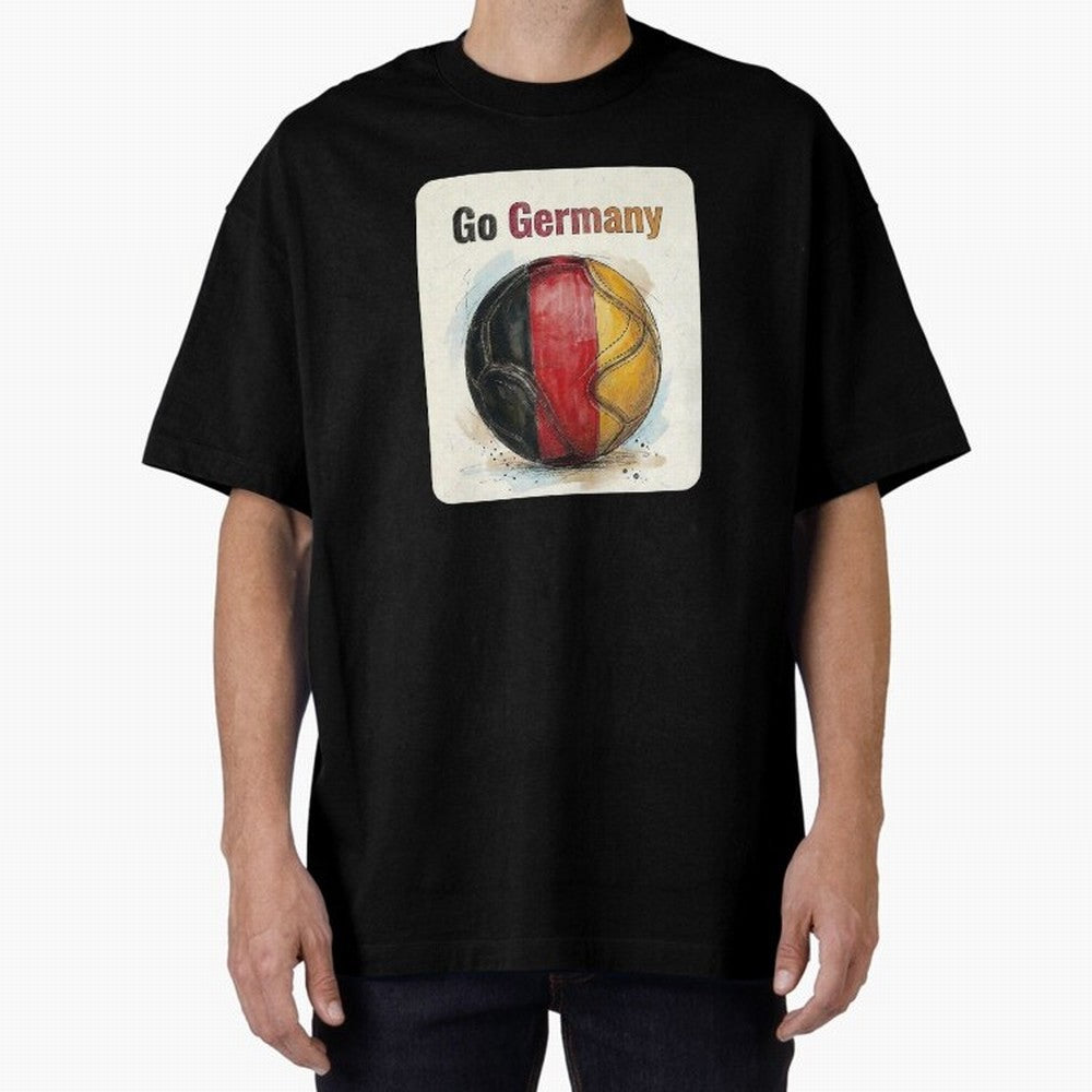 Go Germany Soccer Ball Flag | German Football Fan Graphic Tee Oversized T-Shirt Support the Legends of FIFA World Cup 2026 USA Canada Mexico Spirit, Inspired by Germany, Mbappe, Soccer Culture, Superstar Moments, National Team Dreams and