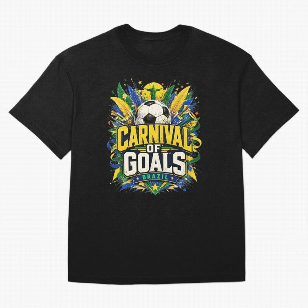 Carnival of Goals Brazil World Cup 2026 tshirt Oversized T-Shirt Bring a Vintage Feel to Match Day Hype around FIFA World Cup 2026 Group Stage, Mbappe, France, Championship Spirit, Famous Goals, Roaring Crowds and International Football Unity;