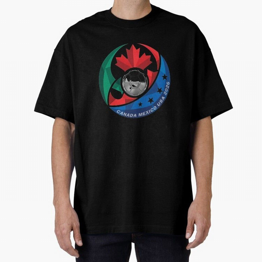 Canada Mexico USA 2026 Round Soccer Emblem Cup T-Shirt_83488590 Oversized T-Shirt Make Your Look Match the FIFA World Cup 2026 USA Canada Mexico Journey through CR7 Highlights, England and Germany Pride, Sports Nostalgia, International Competition,