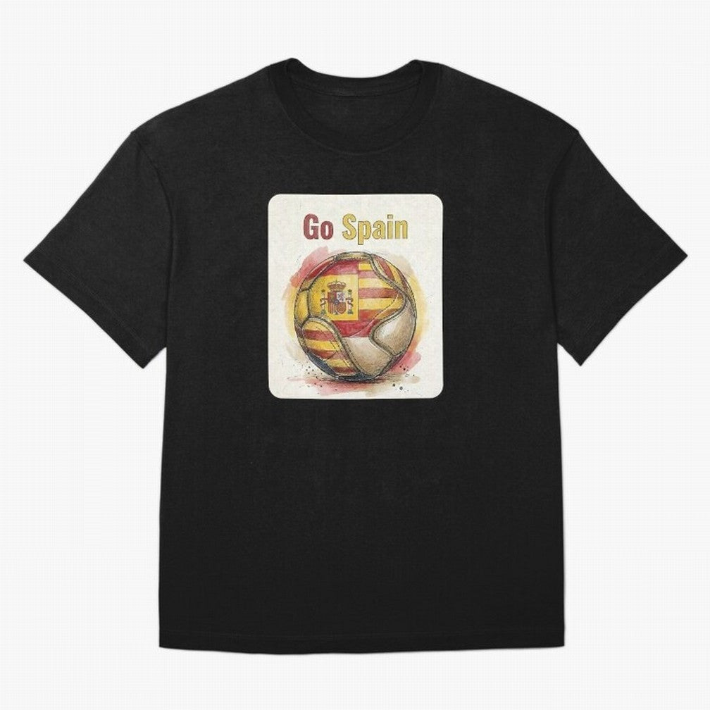 Go Spain Soccer Ball Flag | Canadian Football Fan Graphic Tee Oversized T-Shirt Bring International Match Energy to FIFA World Cup 2026 USA Canada Mexico Spirit, Centered on Brazil, Cristiano Ronaldo, Haaland and CR7, Supporter Pride, Iconic