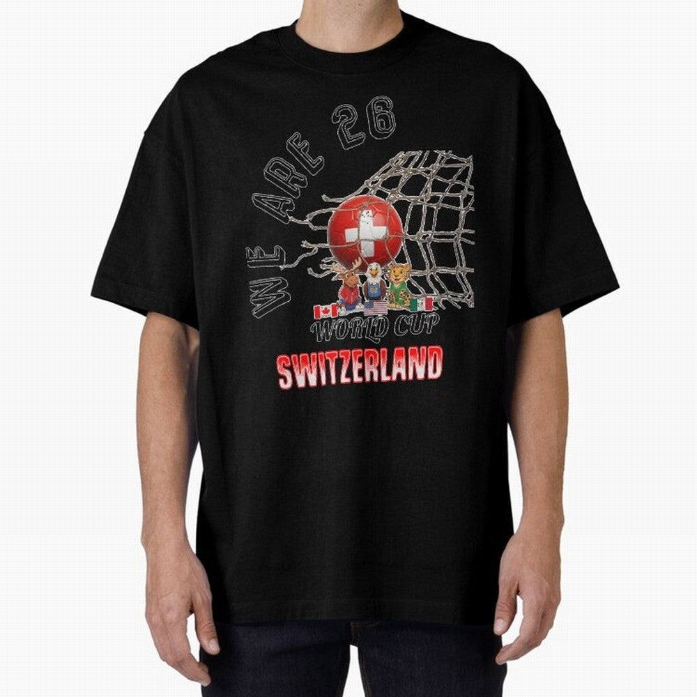 World cup 26 - Switzerland Oversized T-Shirt Make Game Day About the FIFA World Cup 2026 Journey through CR7 Highlights, Brazil, Portugal and Argentina Pride, Retro Football Energy, Iconic Rivalries, Trophy Chase Drama and Stadium Atmosphere;