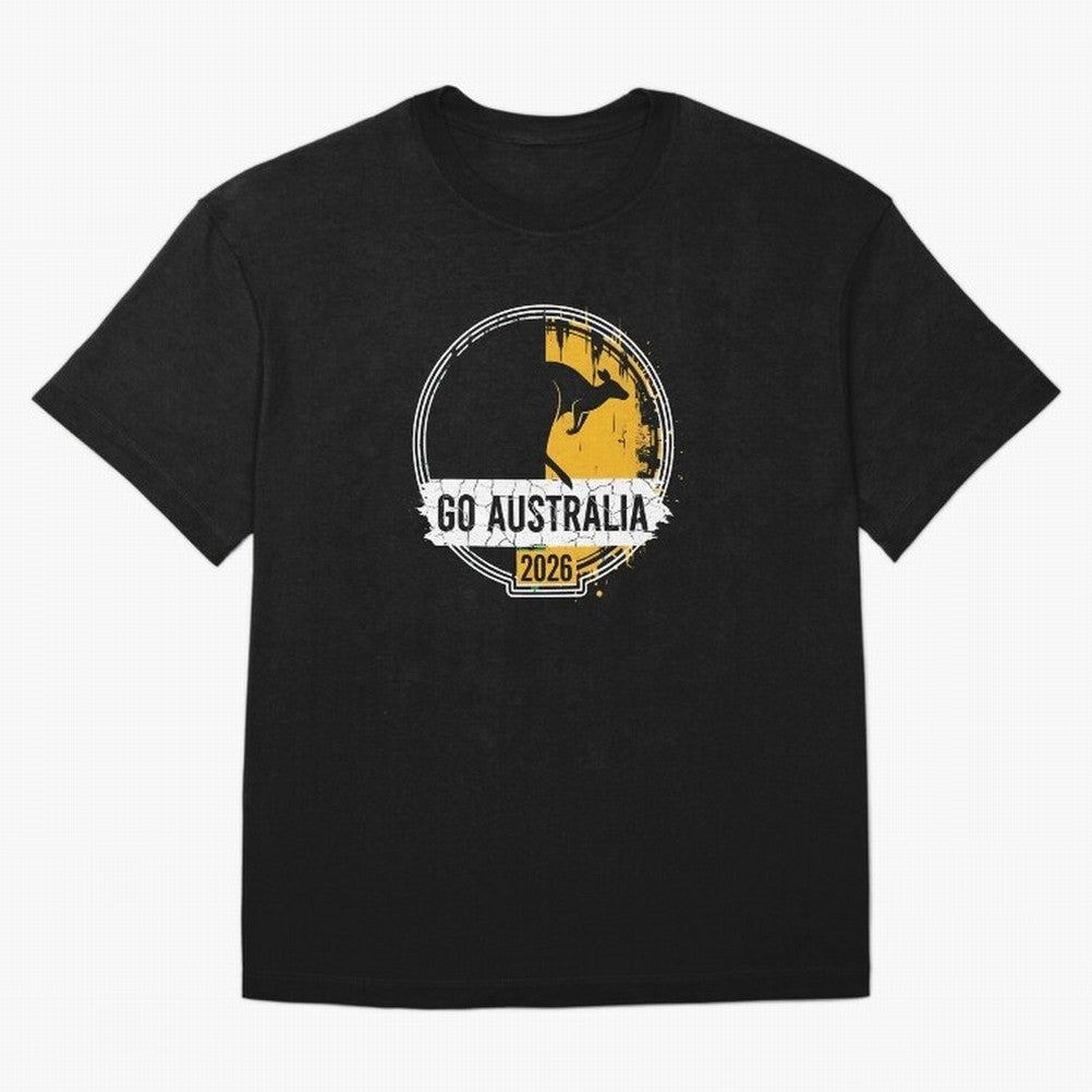 Golden Green Kangaroo Emblem Go Australia 2026 Supporter Design T-Shirt_83662099 Oversized T-Shirt Build FIFA World Cup 2026 USA Canada Mexico for Fans of Messi, CR7 and Mbappe and Argentina and Brazil, Bringing Tournament Hype, Historic Matchups,