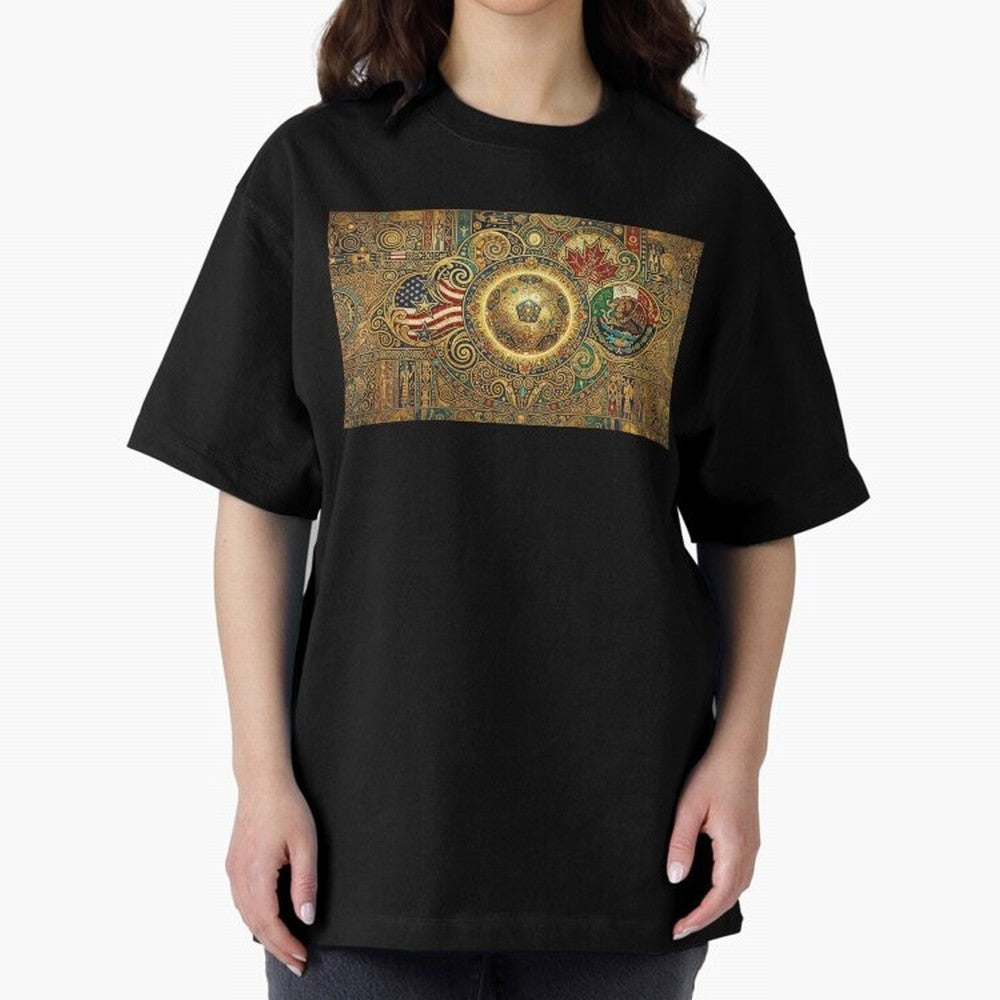 Ornate Soccer Emblem with Flags Oversized T-Shirt Bring Legendary Rivalry Energy to FIFA World Cup 2026 Built around CR7, England, France and Netherlands Energy, Stadium Memories, Football Loyalty, International Chants and Championship Tradition;