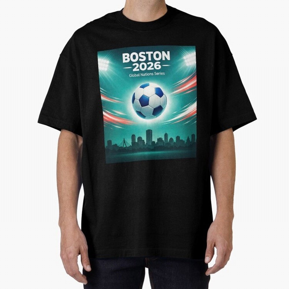 Boston 2026 Soccer Event Oversized T-Shirt Bring Match Day Fire to Match Day Hype around FIFA World Cup 2026 USA Canada Mexico, Cristiano Ronaldo, Haaland and CR7, Brazil, Football Passion, Legendary Performances, Festival Vibes and Supporter