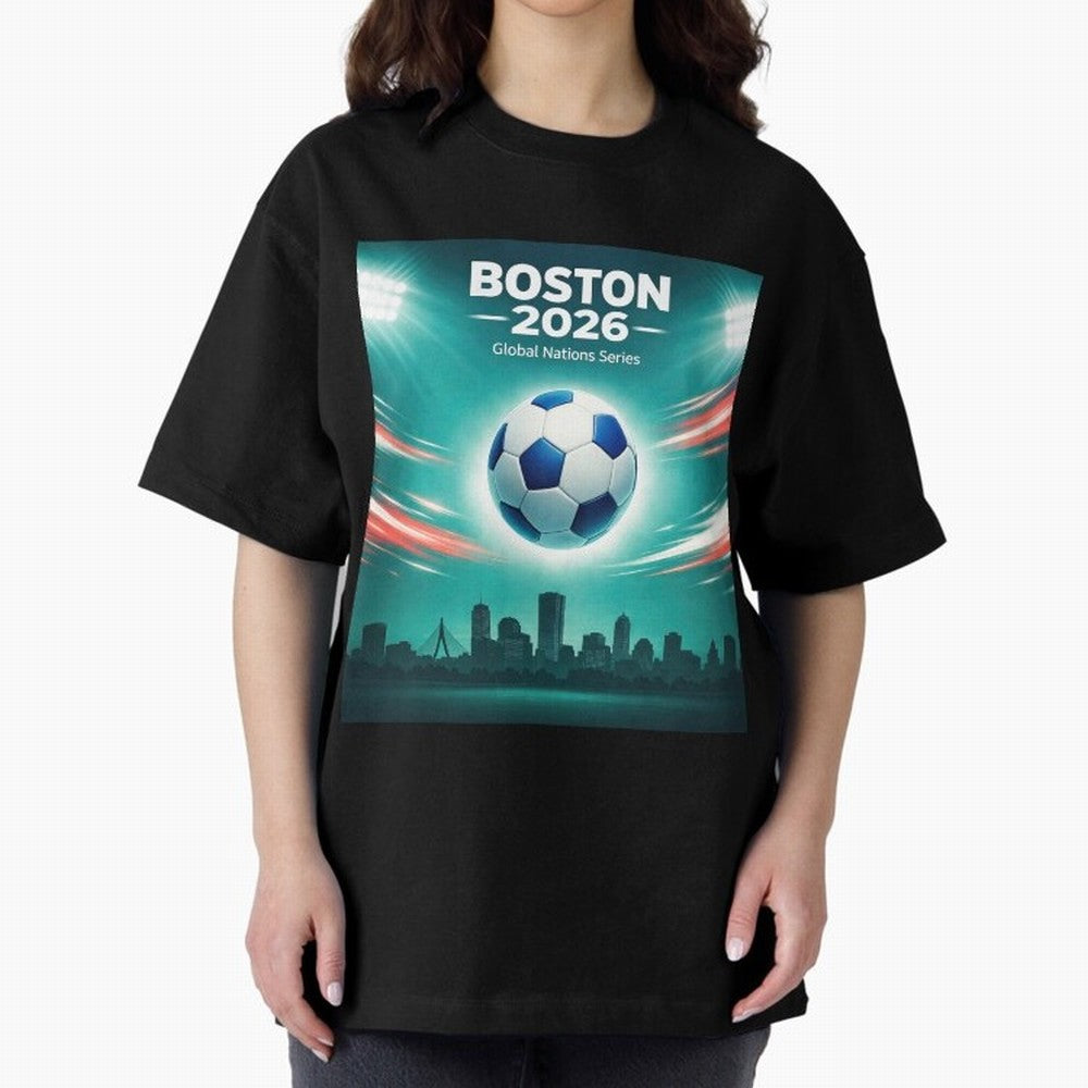Boston 2026 Soccer Event Oversized T-Shirt Bring Match Day Fire to Match Day Hype around FIFA World Cup 2026 USA Canada Mexico, Cristiano Ronaldo, Haaland and CR7, Brazil, Football Passion, Legendary Performances, Festival Vibes and Supporter
