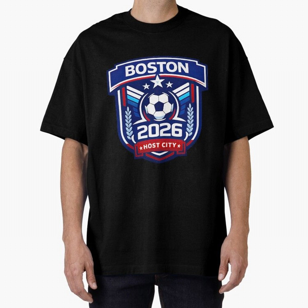 Boston 2026 Host City Welcoming the World Cup Oversized T-Shirt Feel International Energy from Global Football Passion for FIFA World Cup 2026 USA Canada Mexico, Made for Messi, Neymar and Mbappe, Argentina, Goal Celebration Energy, Supporter