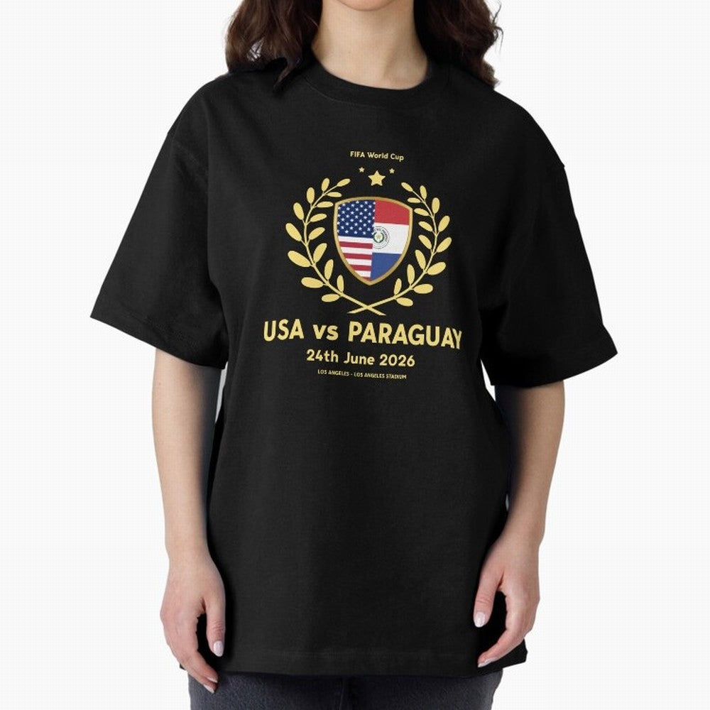 Copy of FIFA World Cup - USA v Paraguay Oversized T-Shirt Celebrate the FIFA World Cup 2026 Journey through Mbappe and Neymar Highlights, Brazil, Portugal and Argentina Pride, Match Day Excitement, Supporter Culture, Golden Goals and Global