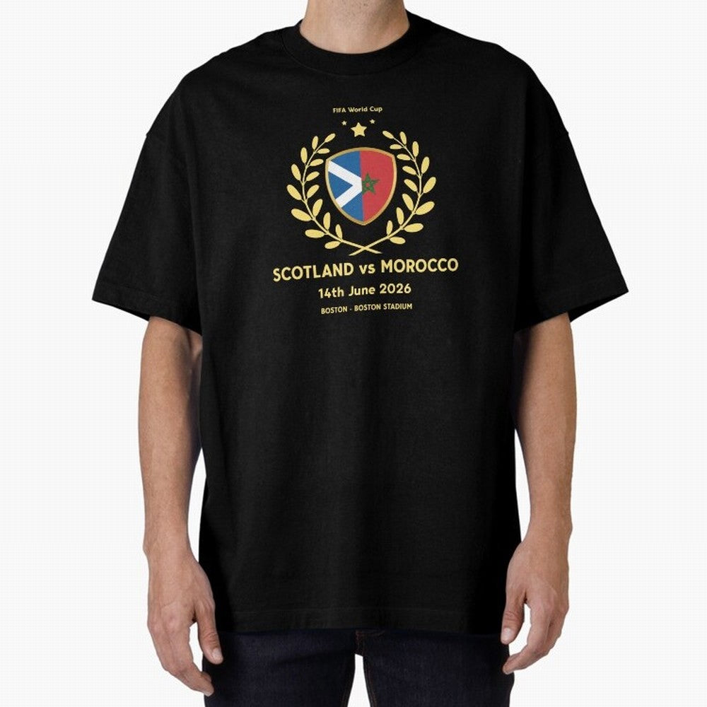 FIFA World Cup - Scotland v Morocco Oversized T-Shirt Support Iconic Players in Match Day Hype around FIFA World Cup 2026 Group Stage, Mbappe, Argentina, Classic Soccer Heritage, Championship Pressure, Fan Loyalty and International Pride; Perfect