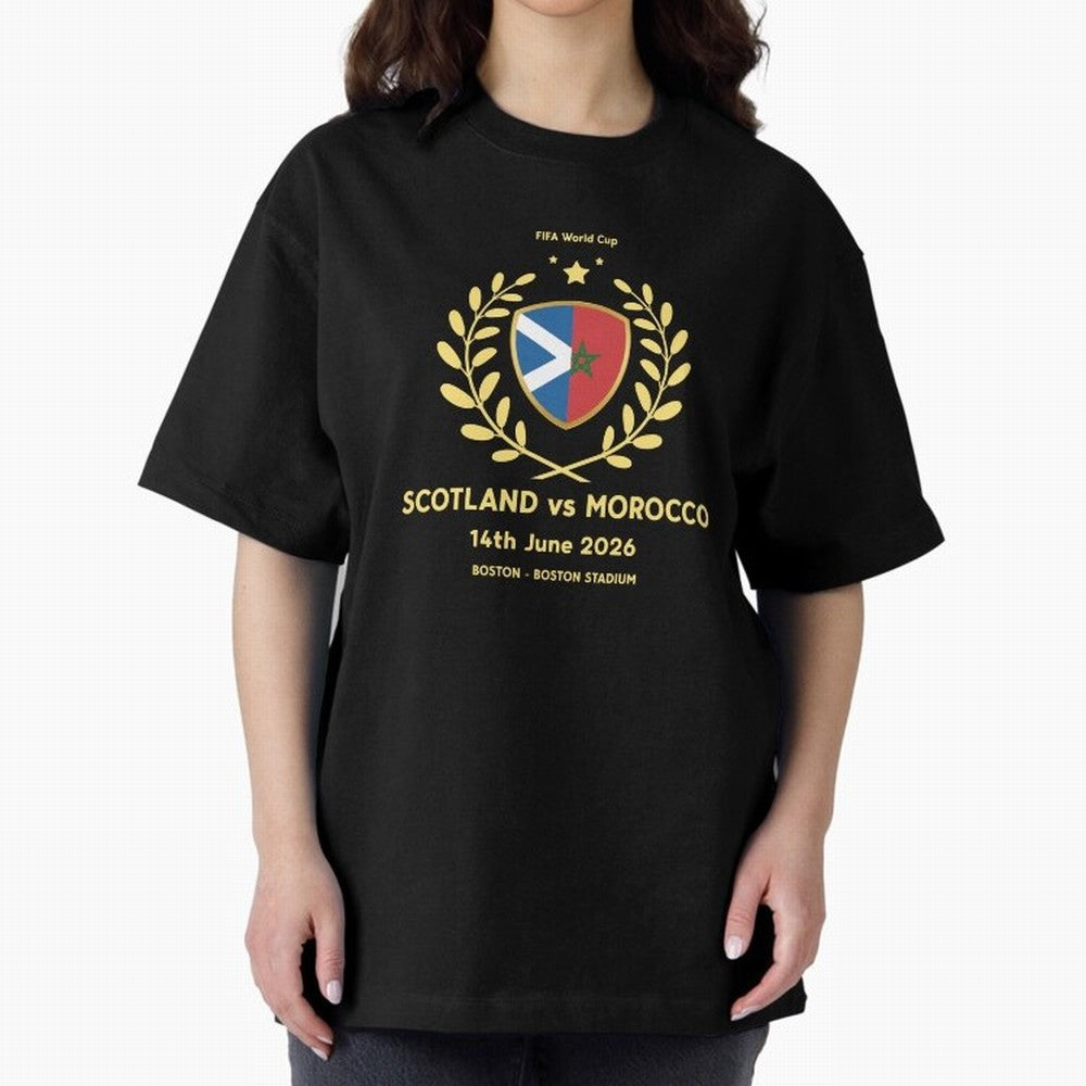 FIFA World Cup - Scotland v Morocco Oversized T-Shirt Support Iconic Players in Match Day Hype around FIFA World Cup 2026 Group Stage, Mbappe, Argentina, Classic Soccer Heritage, Championship Pressure, Fan Loyalty and International Pride; Perfect