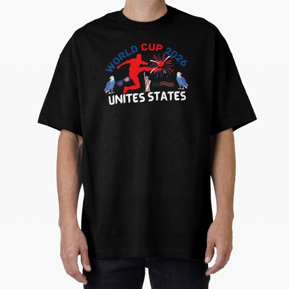 World cup 2026 unisex T-shirt World cup soccer North America 2026 Soccer World cup 26 USA Oversized T-Shirt Show Passion for the Stars of FIFA World Cup 2026 USA Canada Mexico for Fans of CR7 and Messi and England, Bringing Football Passion,