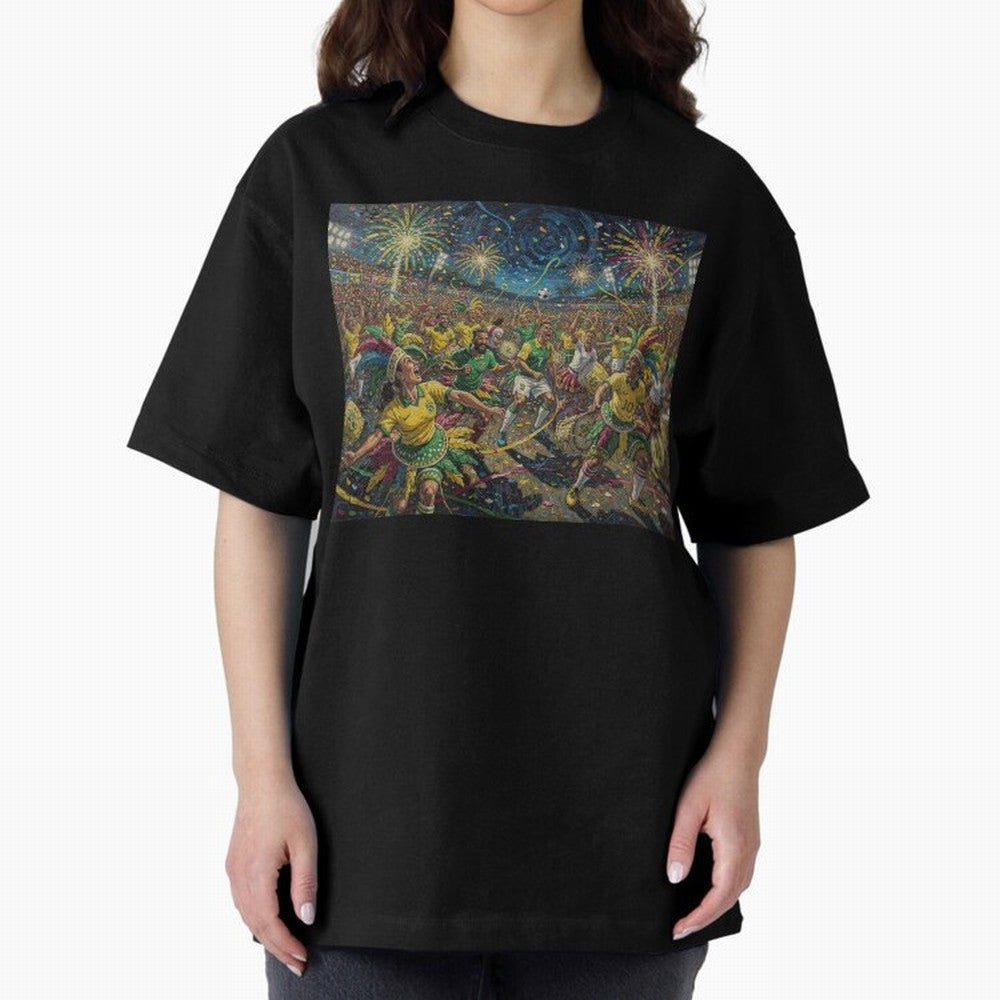 Celebration at Brazilian Football Match World Cup 2026 Vibes Oversized T-Shirt Carry Match Day Hype around FIFA World Cup 2026, Cristiano Ronaldo, Haaland and CR7, Portugal, Sports Nostalgia, International Competition, Famous Players and