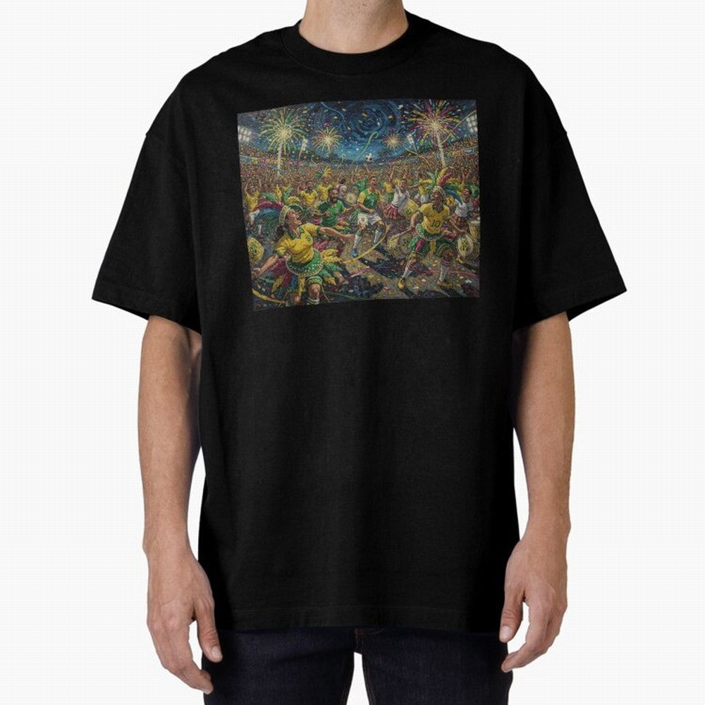Celebration at Brazilian Football Match World Cup 2026 Vibes Oversized T-Shirt Carry Match Day Hype around FIFA World Cup 2026, Cristiano Ronaldo, Haaland and CR7, Portugal, Sports Nostalgia, International Competition, Famous Players and