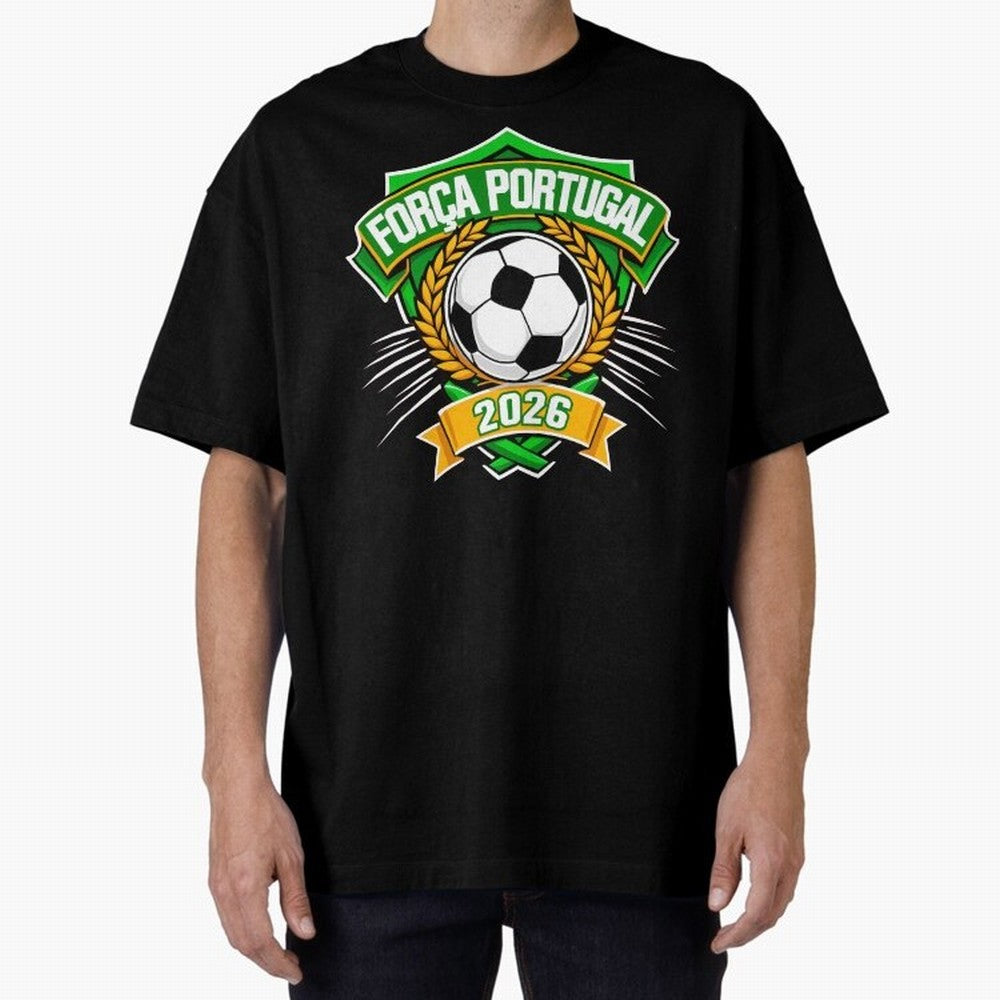 Portugal Fan Art for World Cup 2026 Oversized T-Shirt Cheer for Match Day Hype around FIFA World Cup 2026 USA Canada Mexico, Cristiano Ronaldo, Haaland and CR7, Argentina, Sports Nostalgia, International Competition, Famous Players and