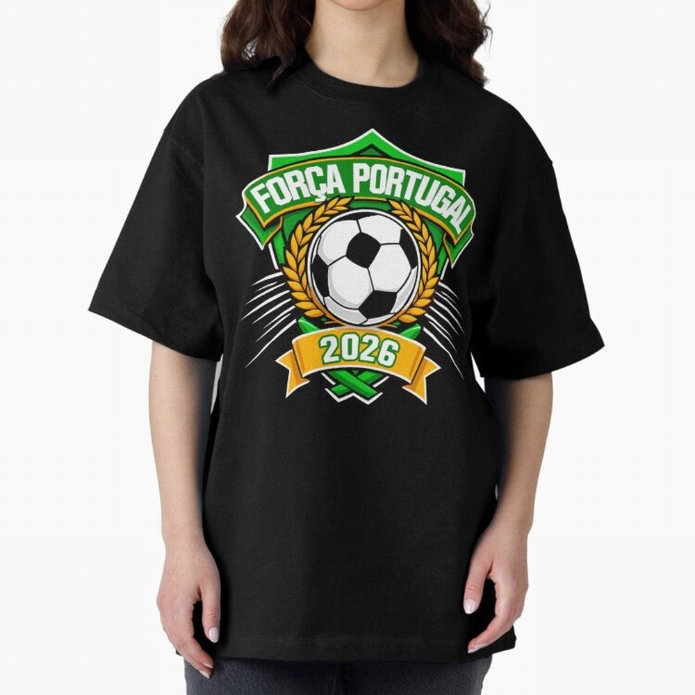Portugal Fan Art for World Cup 2026 Oversized T-Shirt Cheer for Match Day Hype around FIFA World Cup 2026 USA Canada Mexico, Cristiano Ronaldo, Haaland and CR7, Argentina, Sports Nostalgia, International Competition, Famous Players and
