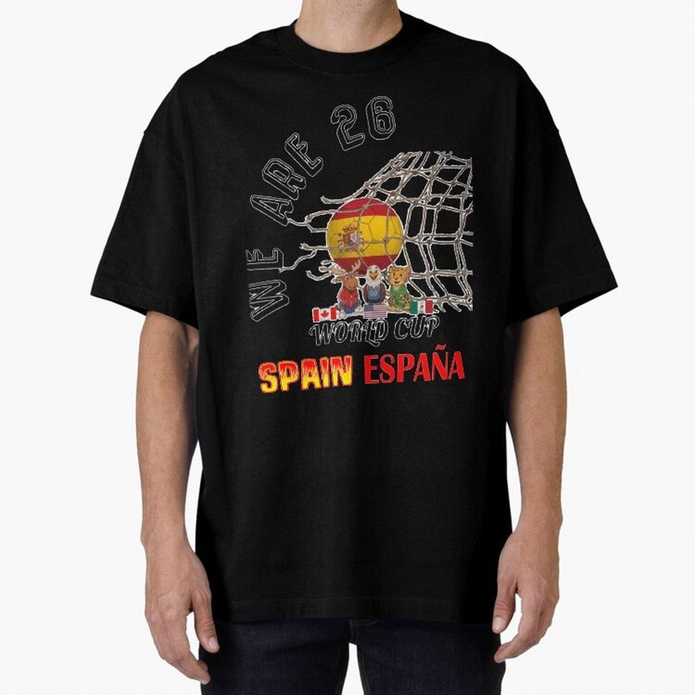 World cup 26 - Spain Oversized T-Shirt Join the Global Buzz around the FIFA World Cup 2026 Group Stage Journey through Neymar, Haaland and Cristiano Ronaldo Highlights, Portugal Pride, Stadium Chants, National Pride, Trophy Dreams and Unforgettable