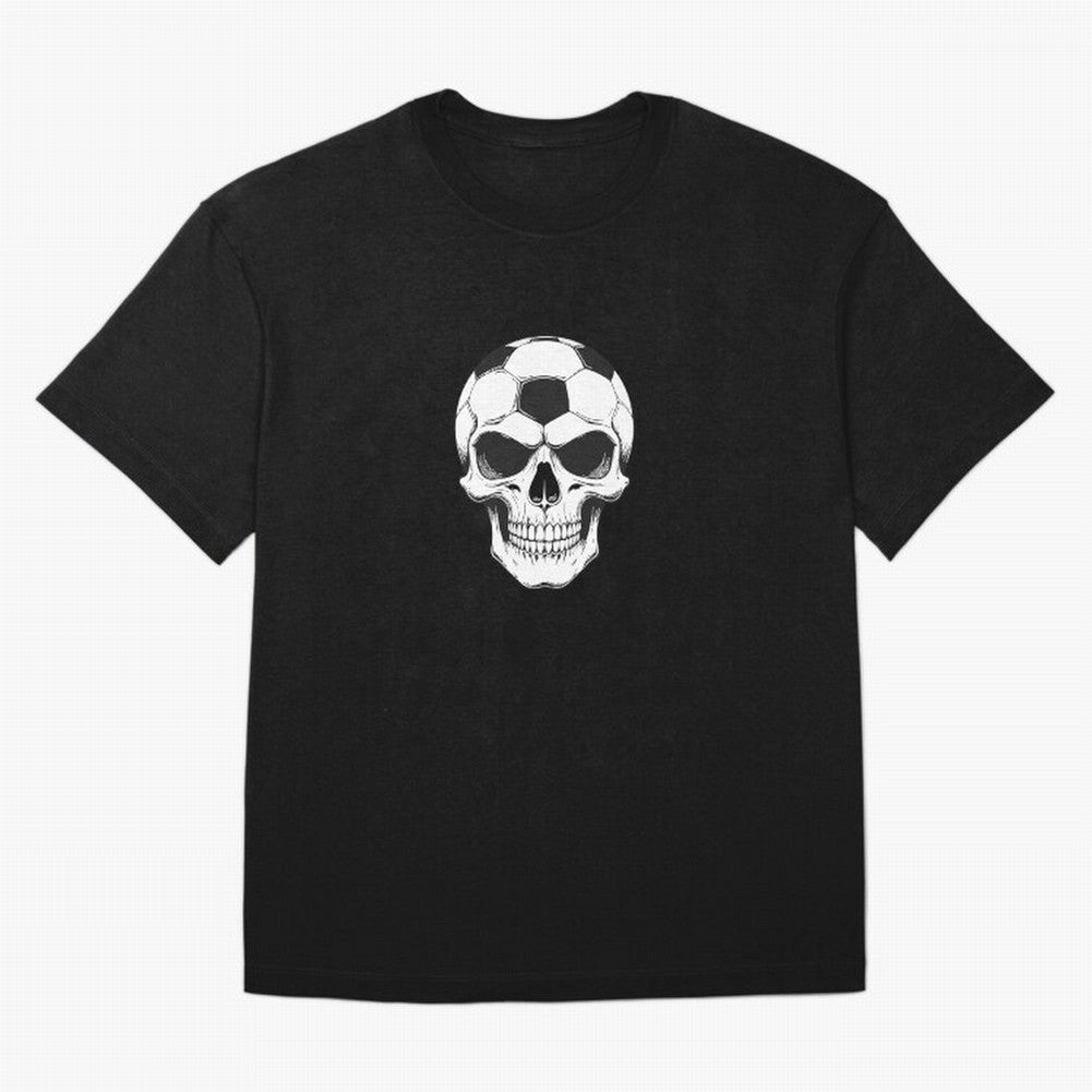 Soccer Skull in Goal Net - Dark Soccer Death Goal Oversized T-Shirt Stand with Match Day Hype around FIFA World Cup 2026 Group Stage, Messi and Cristiano Ronaldo, England, Fan Favorite Moments, National Team Passion, Big Match Drama and Soccer