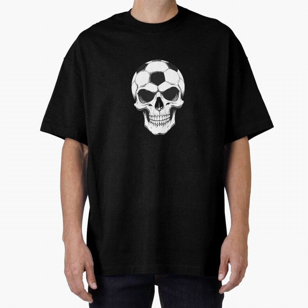 Soccer Skull in Goal Net - Dark Soccer Death Goal Oversized T-Shirt Stand with Match Day Hype around FIFA World Cup 2026 Group Stage, Messi and Cristiano Ronaldo, England, Fan Favorite Moments, National Team Passion, Big Match Drama and Soccer