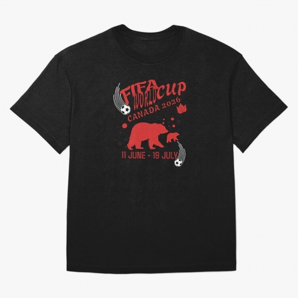 FIFA World Cup Canada 2026 Bear Maple Leaf - Football Canadian Design Oversized T-Shirt Embrace Match Day Hype around FIFA World Cup 2026, Neymar, Haaland and Cristiano Ronaldo, Spain, Fan Favorite Moments, National Team Passion, Big Match Drama
