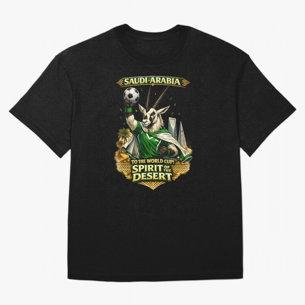 Saudi Arabia World Cup Desert Spirit Oversized T-Shirt Celebrate Soccer Greatness during the FIFA World Cup 2026 USA Canada Mexico Journey through Cristiano Ronaldo, Haaland and CR7 Highlights, Portugal, Spain and Germany Pride, Football History,
