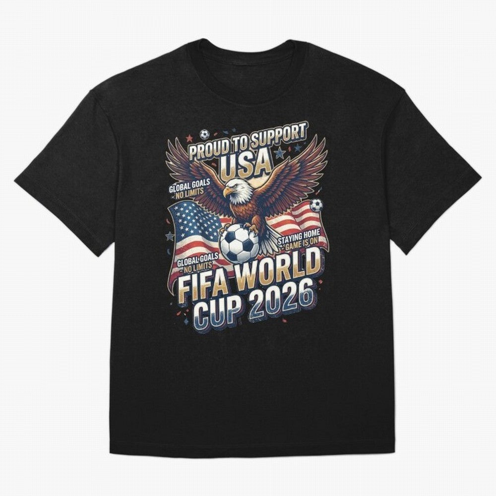 Proud To Support USA FIFA World Cup 2026 American Soccer Fan Patriotic Design Oversized T-Shirt Bring a Vintage Feel to Match Day Hype around FIFA World Cup 2026 USA Canada Mexico, Haaland and Mbappe, England and Germany, Tournament Hype, Historic