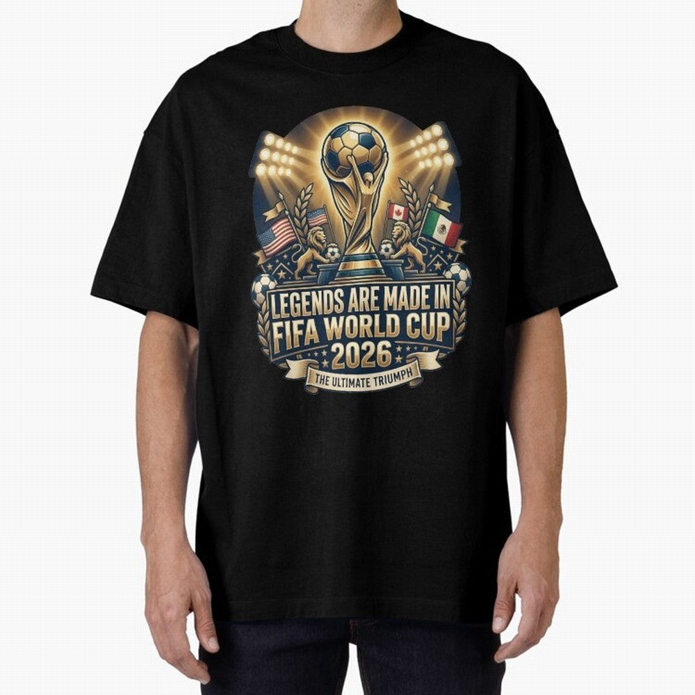 Legendary FIFA World Cup 2026 Football Quote Design For Passionate Soccer Fans Oversized T-Shirt Support the Legends of FIFA World Cup 2026 with Cristiano Ronaldo, England Energy, Classic Soccer Heritage, Championship Pressure, Fan Loyalty and