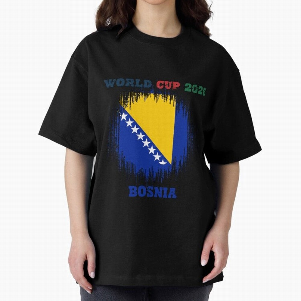 BOSNIA WORLD CUP 2026 Oversized T-Shirt Share the Excitement of FIFA World Cup 2026 USA Canada Mexico Spirit, Inspired by Spain and Netherlands, Messi, Neymar and Mbappe, Match Day Excitement, Supporter Culture, Golden Goals and Global Football