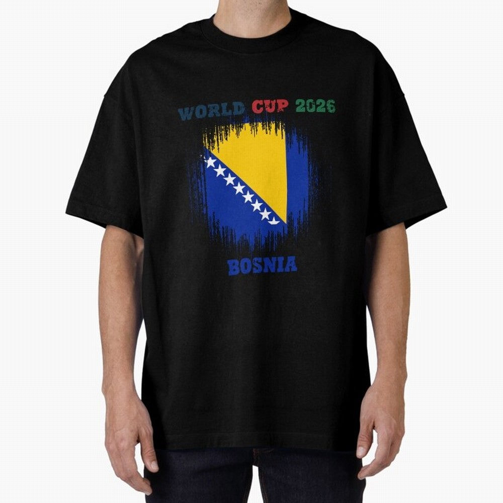 BOSNIA WORLD CUP 2026 Oversized T-Shirt Share the Excitement of FIFA World Cup 2026 USA Canada Mexico Spirit, Inspired by Spain and Netherlands, Messi, Neymar and Mbappe, Match Day Excitement, Supporter Culture, Golden Goals and Global Football