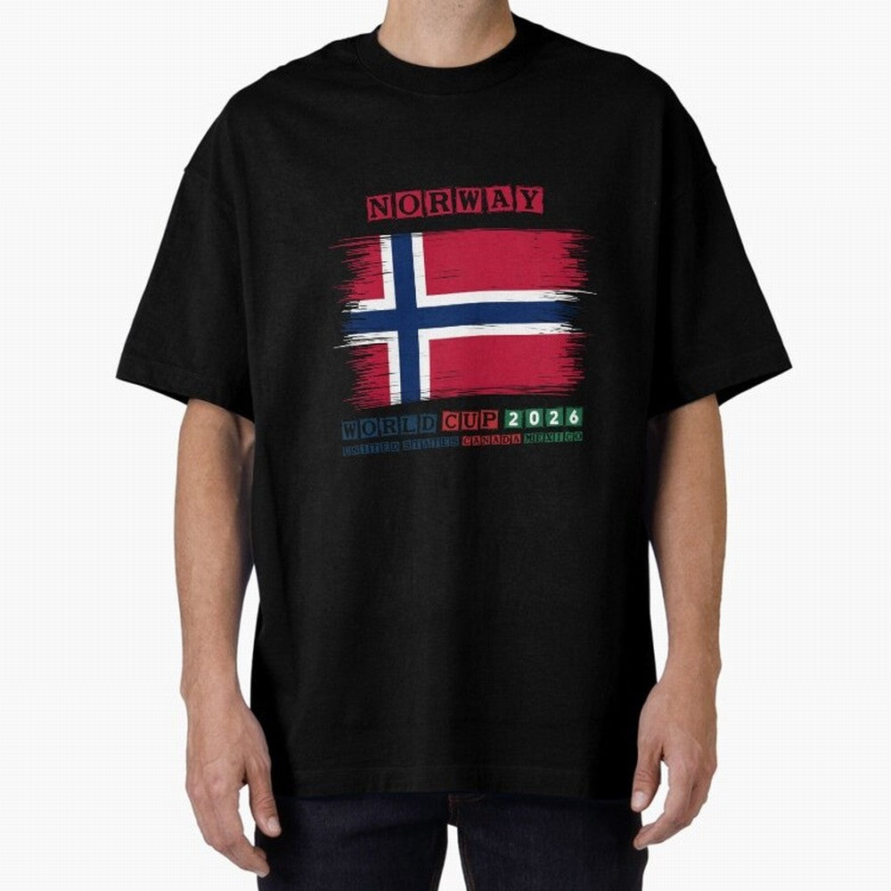 NORWAY WORLD CUP 2026 Oversized T-Shirt Make Memories around FIFA World Cup 2026 Spirit, Capturing Brazil, Neymar, Haaland and Cristiano Ronaldo, Global Supporter Spirit, Legendary Goals, National Colors and Tournament Celebration; Great for