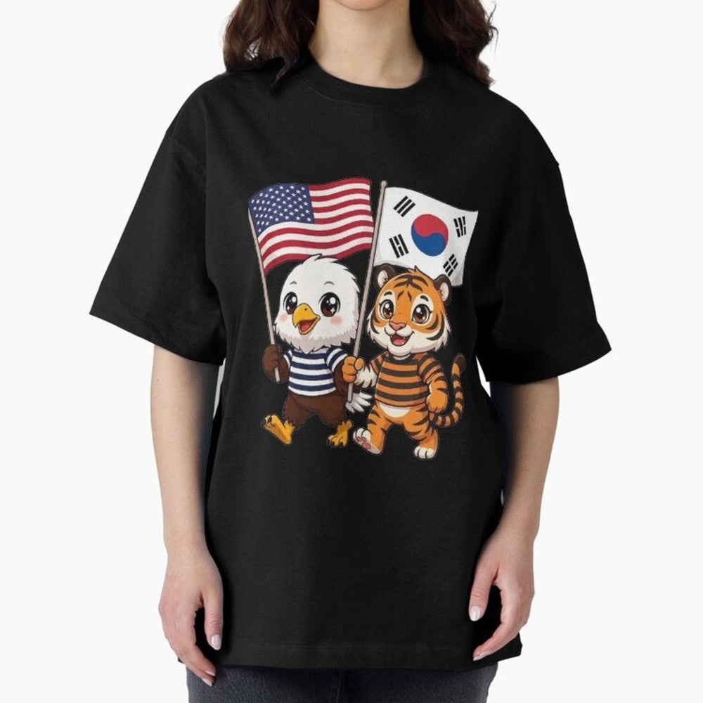 The American eagle and its friend the South Korean tiger Oversized T-Shirt Discover FIFA World Cup 2026 for Fans of Haaland and Argentina, Bringing Global Supporter Spirit, Legendary Goals, National Colors and Tournament Celebration; Ideal for