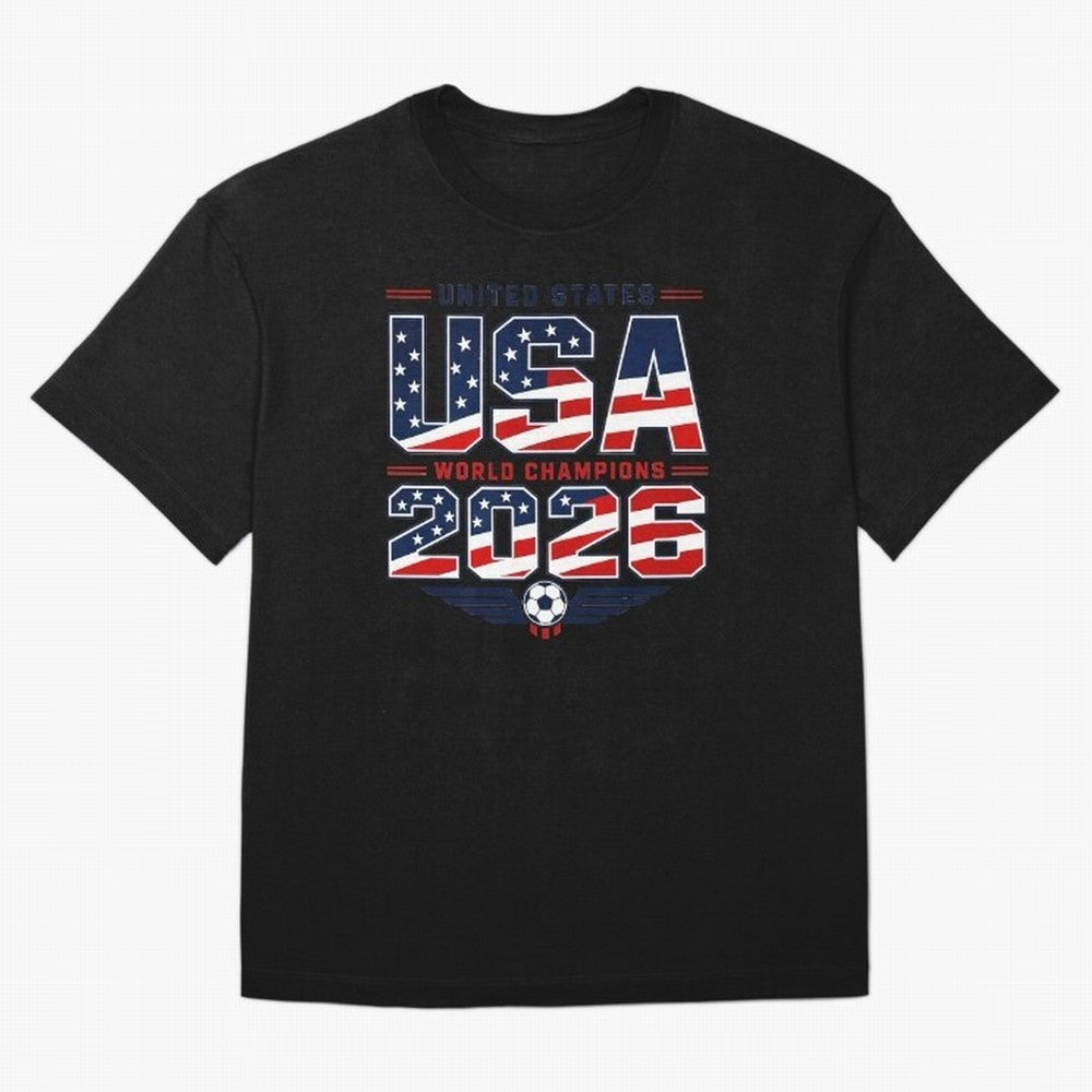 USA World Champions 2026 ¨C Patriotic Soccer Fan Shirt Oversized T-Shirt Turn Every Weekend Toward the FIFA World Cup 2026 Journey through Mbappe and Neymar Highlights, Portugal, Spain and Germany Pride, Game Day Rituals, Football Legends, Country