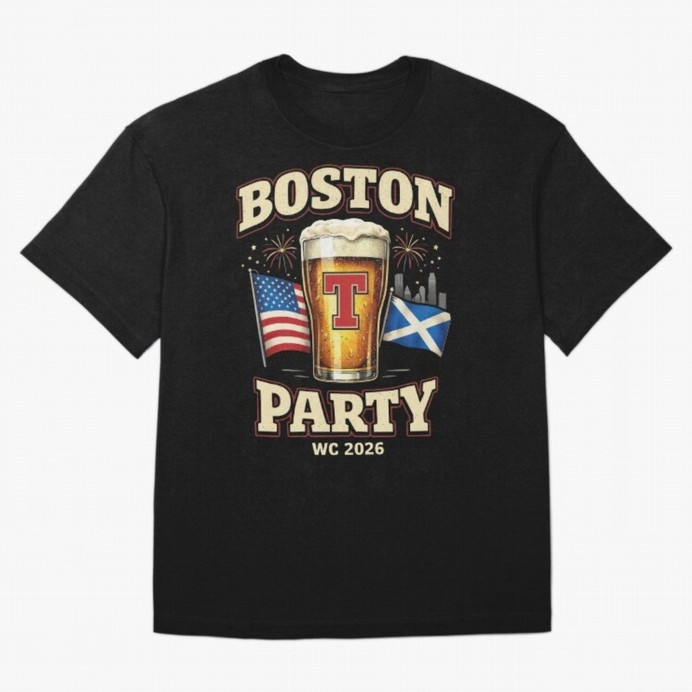 Boston T?Party Scotland Football WC 2026 Oversized T-Shirt Bring a Vintage Feel to FIFA World Cup 2026 Group Stage for Fans of Messi, CR7 and Mbappe and Argentina and Brazil, Bringing Champion Mindset, Group Stage Buzz, Knockout Tension and