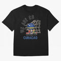 World cup 26 - Curacao Oversized T-Shirt Support Global Football Passion for FIFA World Cup 2026 USA Canada Mexico, Highlighting Haaland, Spain and Netherlands, Retro Football Energy, Iconic Rivalries, Trophy Chase Drama and Stadium Atmosphere;