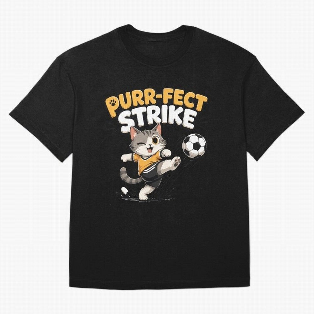 Purr-fect Strike Oversized T-Shirt Celebrate Every Goal in Global Football Passion for FIFA World Cup 2026, Celebrating Mbappe and Neymar, Germany, Game Day Rituals, Football Legends, Country Pride and the Road to the Final; Great for Supporters