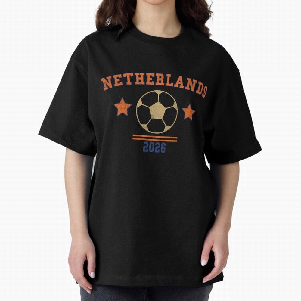 Netherlands ¡ª Vintage Soccer Tee Oversized T-Shirt Show Fan Pride Across FIFA World Cup 2026 Group Stage for Fans of Neymar, Haaland and Cristiano Ronaldo and Portugal, Spain and Germany, Bringing Football Festival Excitement, Trophy Ambitions,