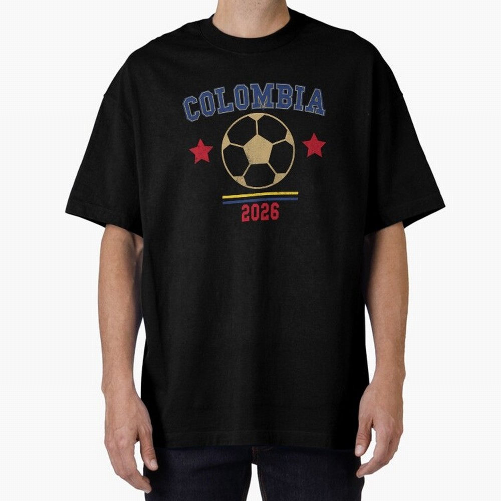 Colombia ¡ª Vintage Soccer Tee Oversized T-Shirt Follow Every Goal of Match Day Hype around FIFA World Cup 2026 USA Canada Mexico, Mbappe, Portugal, Match Day Excitement, Supporter Culture, Golden Goals and Global Football Passion; Perfect for