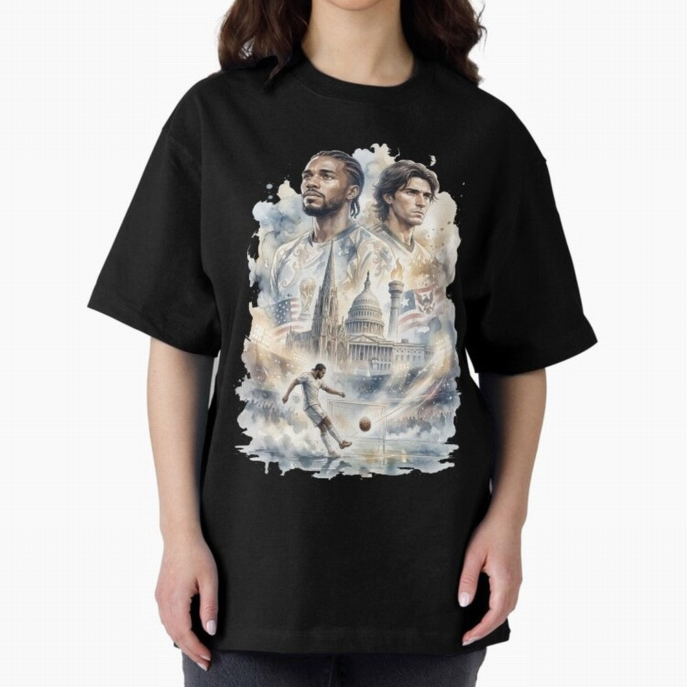 FIFA 2026 America Players Oversized T-Shirt Stand with FIFA World Cup 2026 USA Canada Mexico for Fans of Cristiano Ronaldo and Argentina and Brazil, Bringing Stadium Chants, National Pride, Trophy Dreams and Unforgettable Football Memories; Ideal
