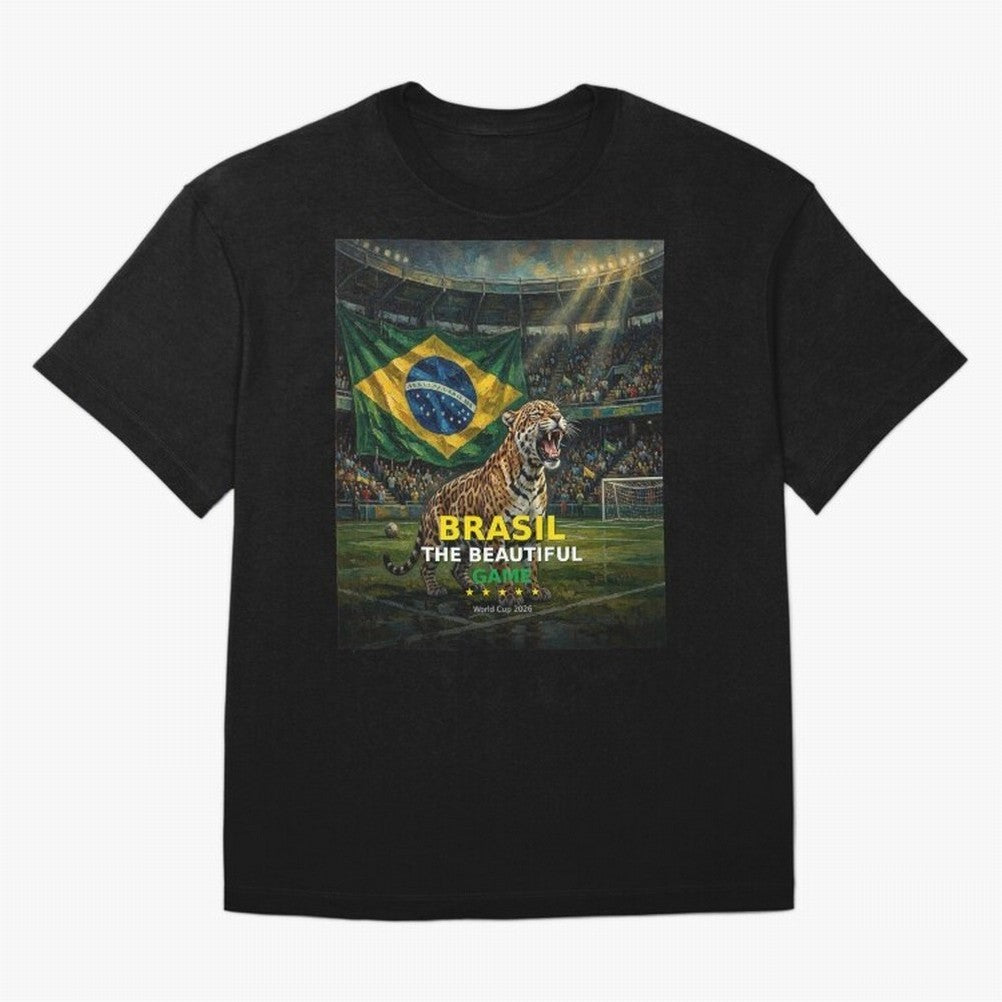 Brasil The Beautiful Game - World Cup 2026 Soccer Fan Tee Oversized T-Shirt Build FIFA World Cup 2026 USA Canada Mexico Spirit, Filled with Brazil, Portugal and Argentina, Messi, Goal Celebration Energy, Supporter Heritage, Football Icons and