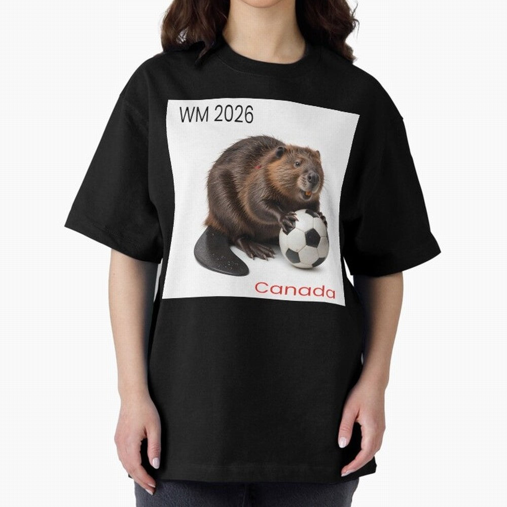 Canadian beaver invites you to World Cup 2026 in USA, Canada and Mexico Oversized T-Shirt Feel International Energy from Global Football Passion for FIFA World Cup 2026, Filled with CR7, France, Football Passion, Legendary Performances, Festival