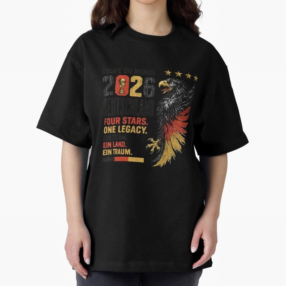 Germany Soccer World Cup 2026 Eagle Vintage Design Oversized T-Shirt Capture Stadium Memories from FIFA World Cup 2026 USA Canada Mexico Highlighting Messi and Cristiano Ronaldo, Germany Energy, Sports Nostalgia, International Competition, Famous