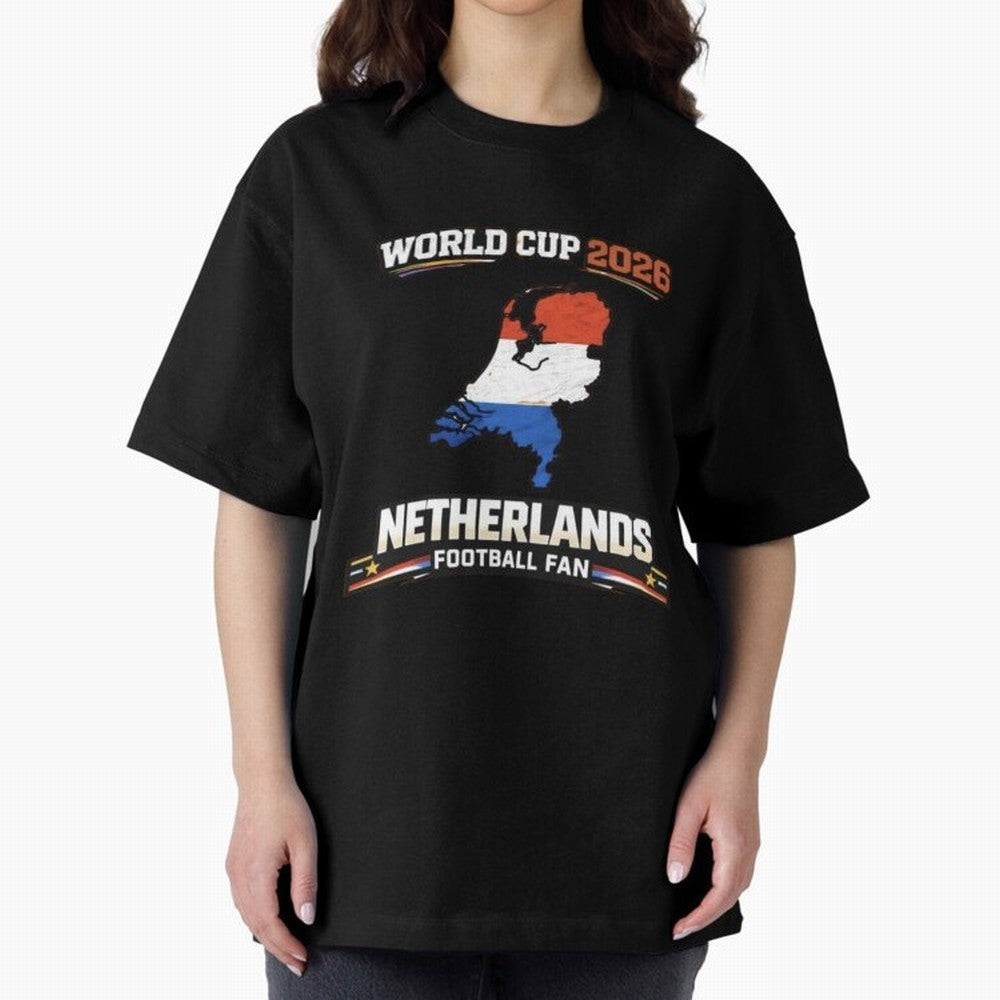 Netherlands Football Fan World Cup 2026 - Dutch Map Vintage Art Oversized T-Shirt Show Match Day Excitement for FIFA World Cup 2026 USA Canada Mexico Spirit, Celebrating Netherlands, Messi, CR7 and Mbappe, Football History, Final Match Energy,