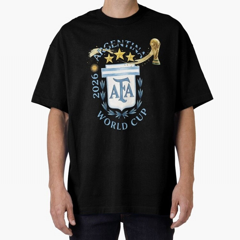 Argentina Football Champion World Cup 2026 - Gold Stars Watercolor Oversized T-Shirt Show Your Tournament Heart for Match Day Hype around FIFA World Cup 2026 Group Stage, Neymar, Argentina, Soccer Culture, Superstar Moments, National Team Dreams