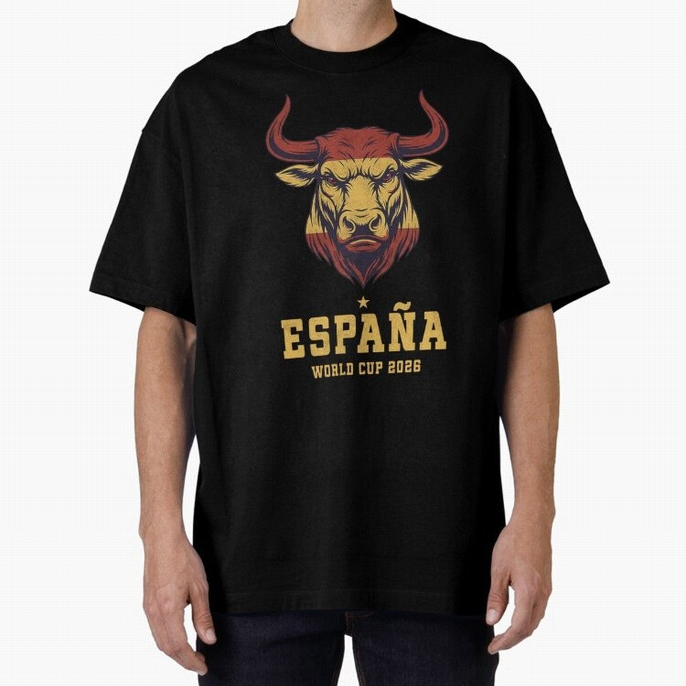 Spain Football World Cup 2026 - Vintage Spanish Bull Espa?a Oversized T-Shirt Join Supporters Worldwide for the FIFA World Cup 2026 Journey through Messi, Neymar and Mbappe Highlights, Portugal, Spain and Germany Pride, Goal Celebration Energy,