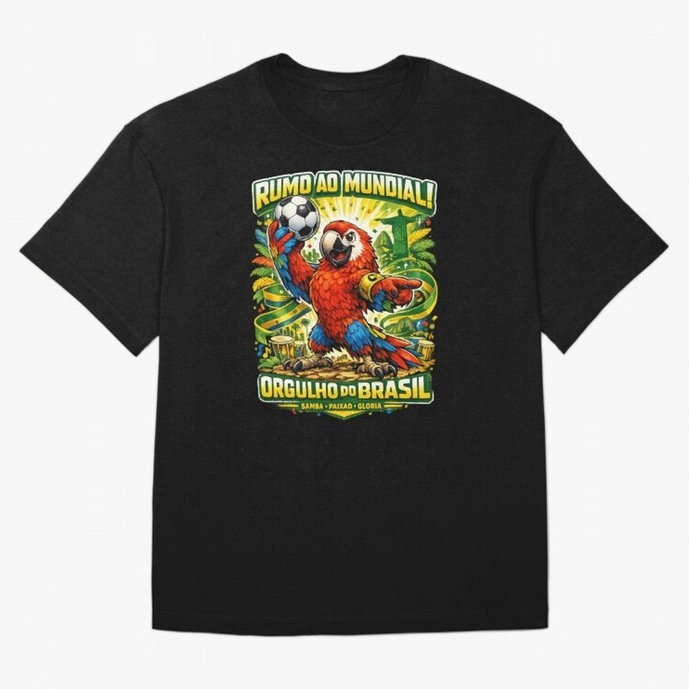 Brazil World Cup 2026 Macaw Fan Art Oversized T-Shirt Fuel Match Day Hype around FIFA World Cup 2026 Group Stage, Mbappe, France and Portugal, Game Day Rituals, Football Legends, Country Pride and the Road to the Final; Perfect for Supporters Who