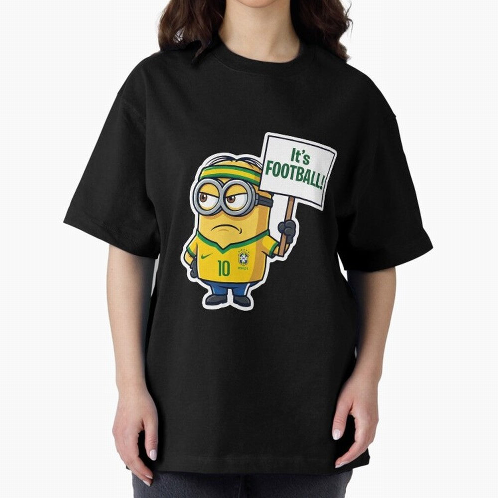 It's Football! - Funny Brazil Soccer Meme (Soccer v Football) v2 Oversized T-Shirt Share FIFA World Cup 2026 USA Canada Mexico for Fans of CR7 and Argentina, France and Brazil, Bringing Football Festival Excitement, Trophy Ambitions, Country