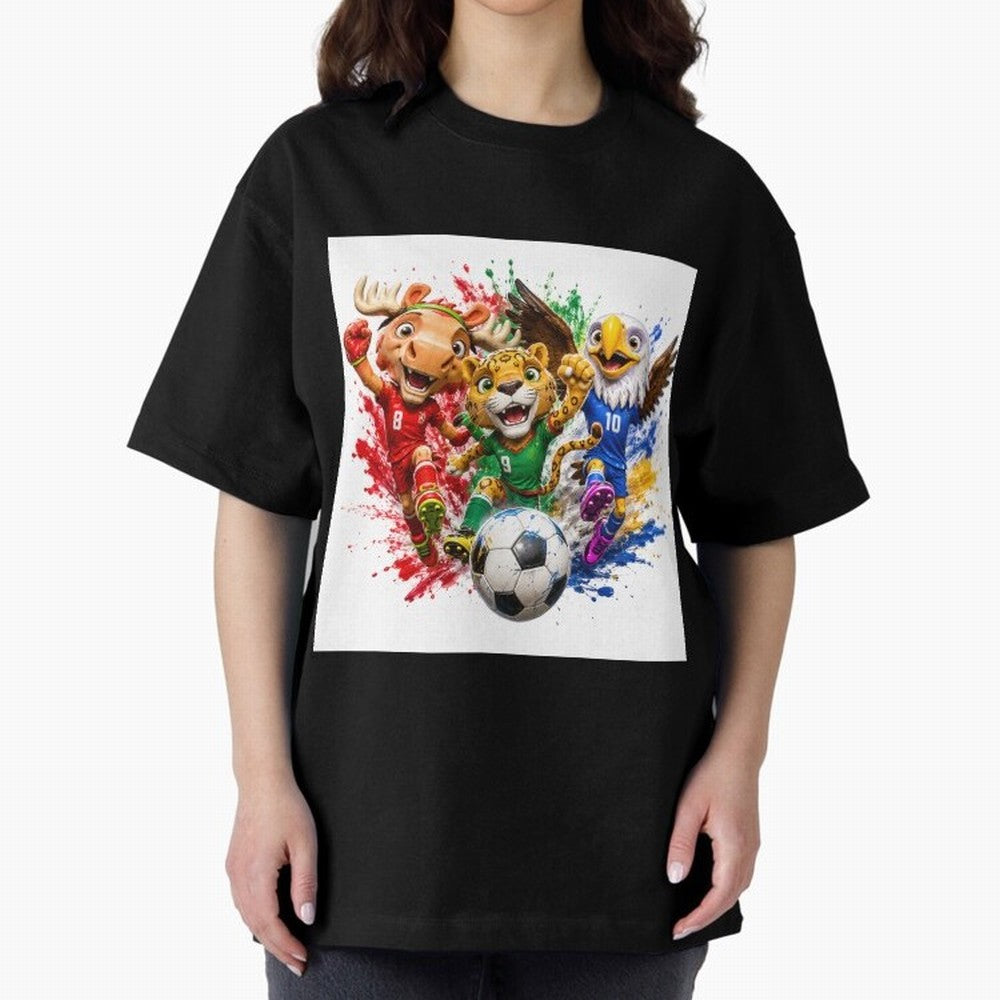 World Football Mascots ¨C Ultimate Soccer Fan Cartoon Design Oversized T-Shirt Bring Supporter Culture to the FIFA World Cup 2026 USA Canada Mexico Journey through Messi, CR7 and Mbappe Highlights, Netherlands Pride, Soccer Culture, Superstar