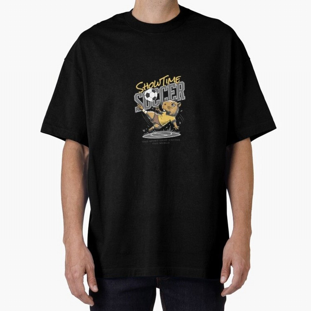 Capybara Playing Soccer Football Gray Vibes Oversized T-Shirt Turn Up for the FIFA World Cup 2026 Journey through Cristiano Ronaldo Highlights, Germany Pride, Game Day Rituals, Football Legends, Country Pride and the Road to the Final; Ideal for