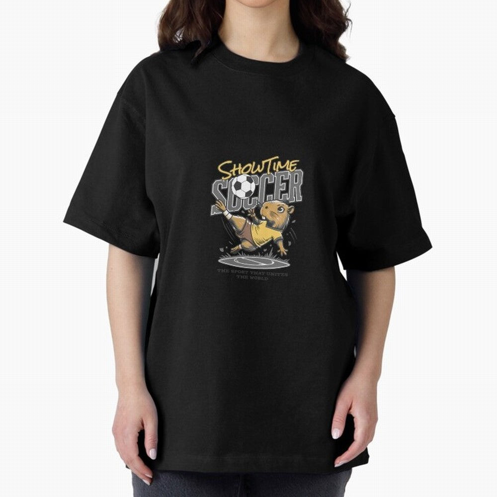 Capybara Playing Soccer Football Gray Vibes Oversized T-Shirt Turn Up for the FIFA World Cup 2026 Journey through Cristiano Ronaldo Highlights, Germany Pride, Game Day Rituals, Football Legends, Country Pride and the Road to the Final; Ideal for