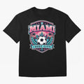 Miami 2026 Host City Emblem Soccer Football Events Oversized T-Shirt Stand with FIFA World Cup 2026 Group Stage Centered on Haaland, France Energy, Match Day Excitement, Supporter Culture, Golden Goals and Global Football Passion; Ideal for Fans